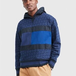TOMMY HILFIGER x Anthony Ramos hoodie M blue Monogram Colorblock Pullover